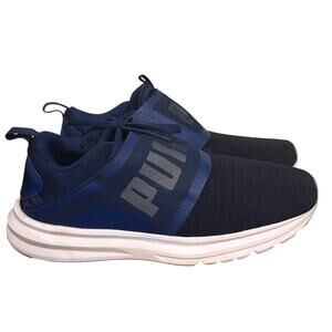 PUMA Men's authentic Enzo Strap Knit Sneakers 9.5M US EUC Blue and White